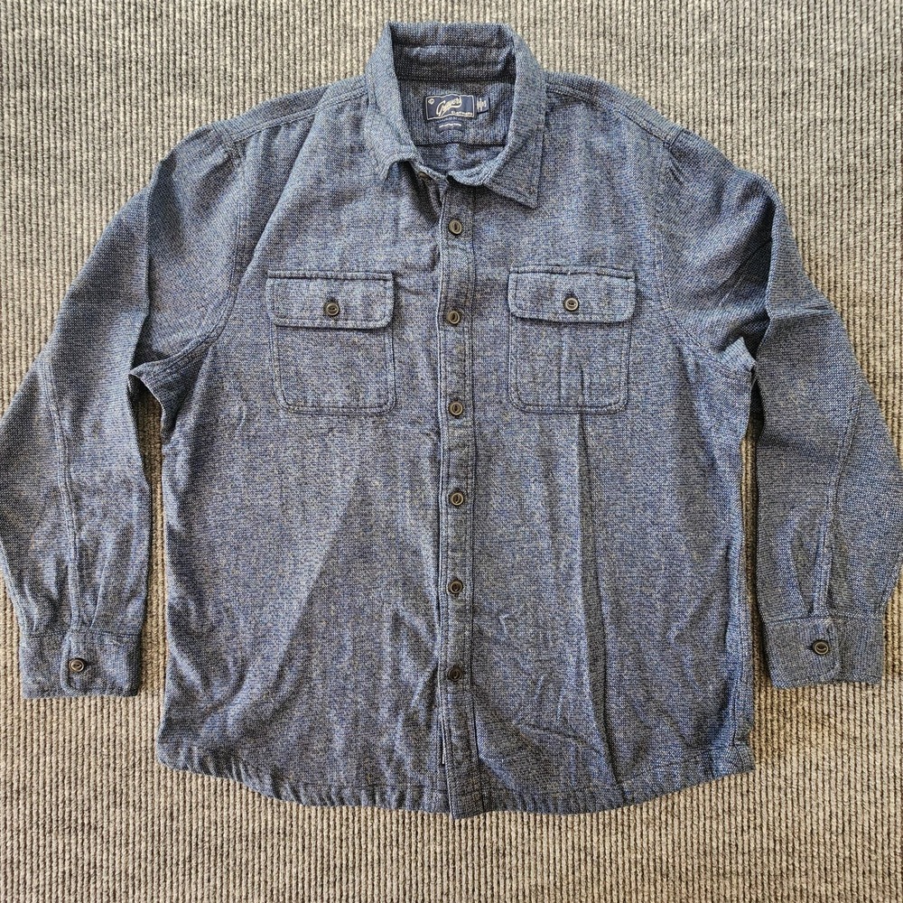 Grayers Shirt Mens XL Blue Heavyweight Textured Cotton Button Up Long Sleeve